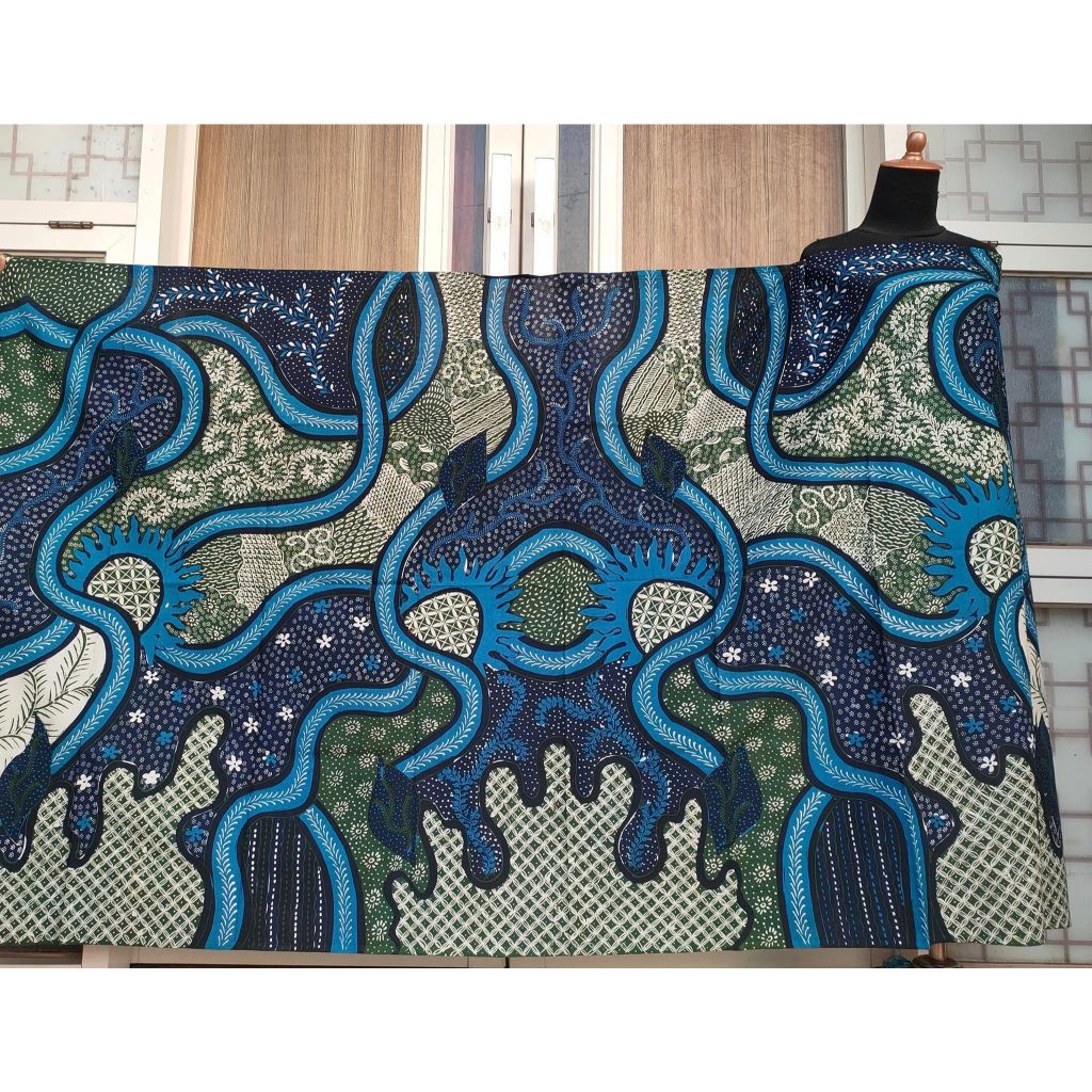 Batik Umiromlah 0610235 Bahan Kain Batik Full Tulis Asli Canting Pengrajin Madura Pamekasan Hijau To