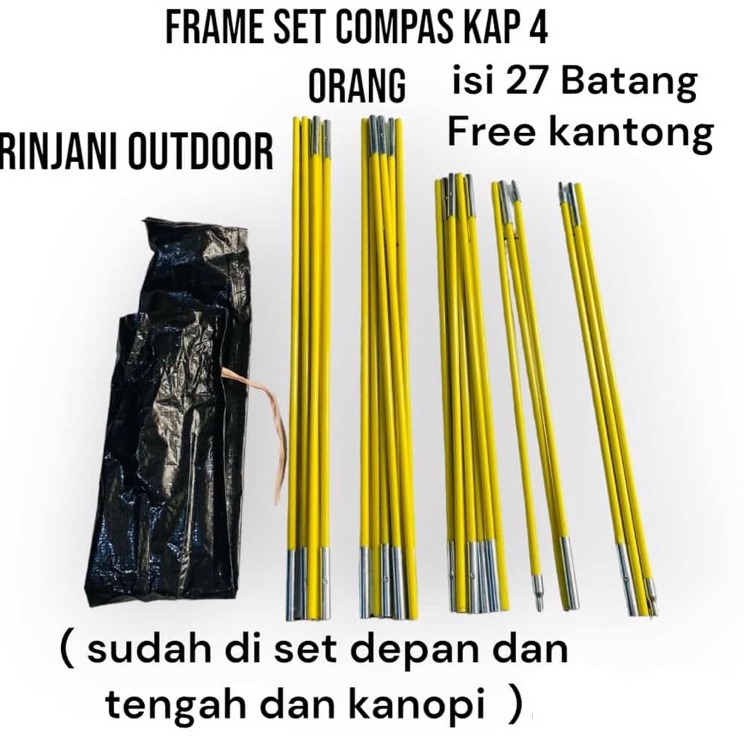 Praktis 1 Set Frame Fiber Tenda Compas kapesitas 4  Freme Tenda Compas