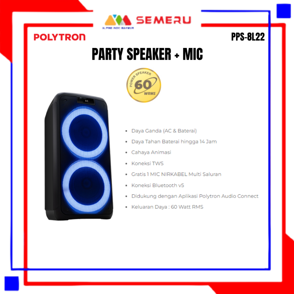POLYTRON PARTY SPEAKER + MIC GARANSI RESMI POLYTRON KHUSUS MAKASSAR