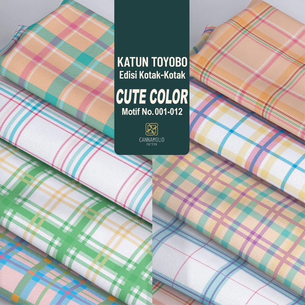 Kain Toyobo Motif KOTAK-KOTAK | Lebar 145cm | Plaid CUTE COLOR 1-12