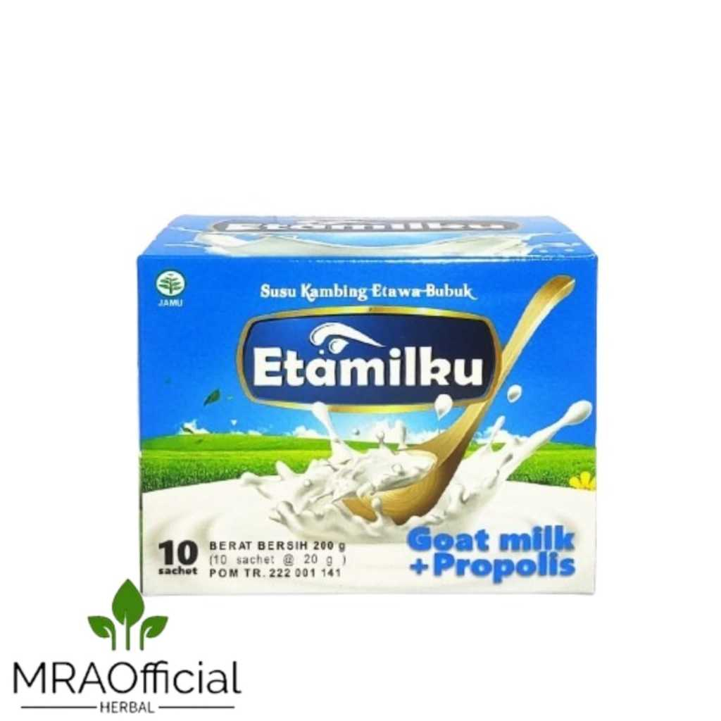 

Etamilku | Susu Kambing Etawa Bubuk Plus Propolis Krimer | Etamilku Per Box 10 Sachet