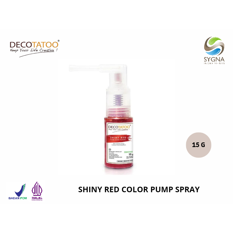 

Decotatoo - Shiny Red Color Pump Spray 15 gr (Pewarna Makanan)
