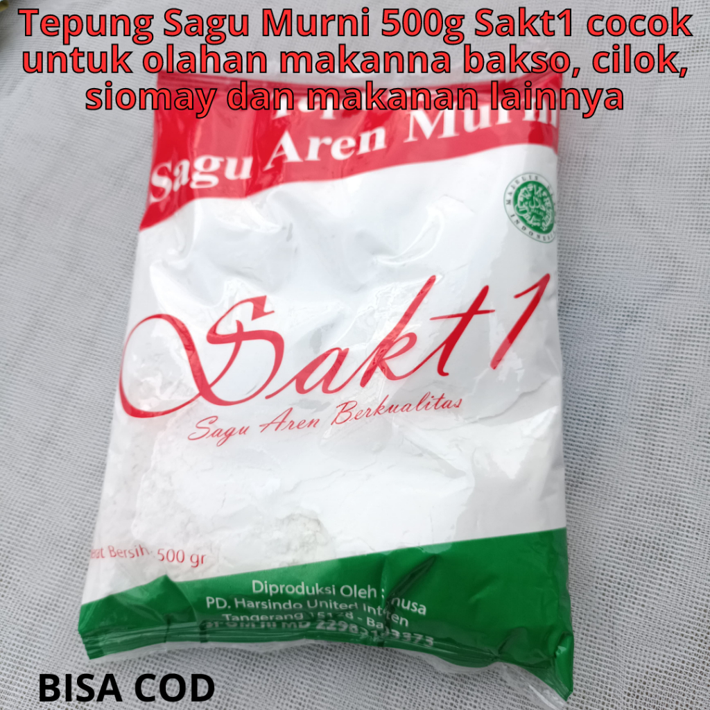 

Tepung Sagu Murni 500g Sakt1 cocok untuk olahan makanna bakso, cilok, siomay dan makanan lainnya