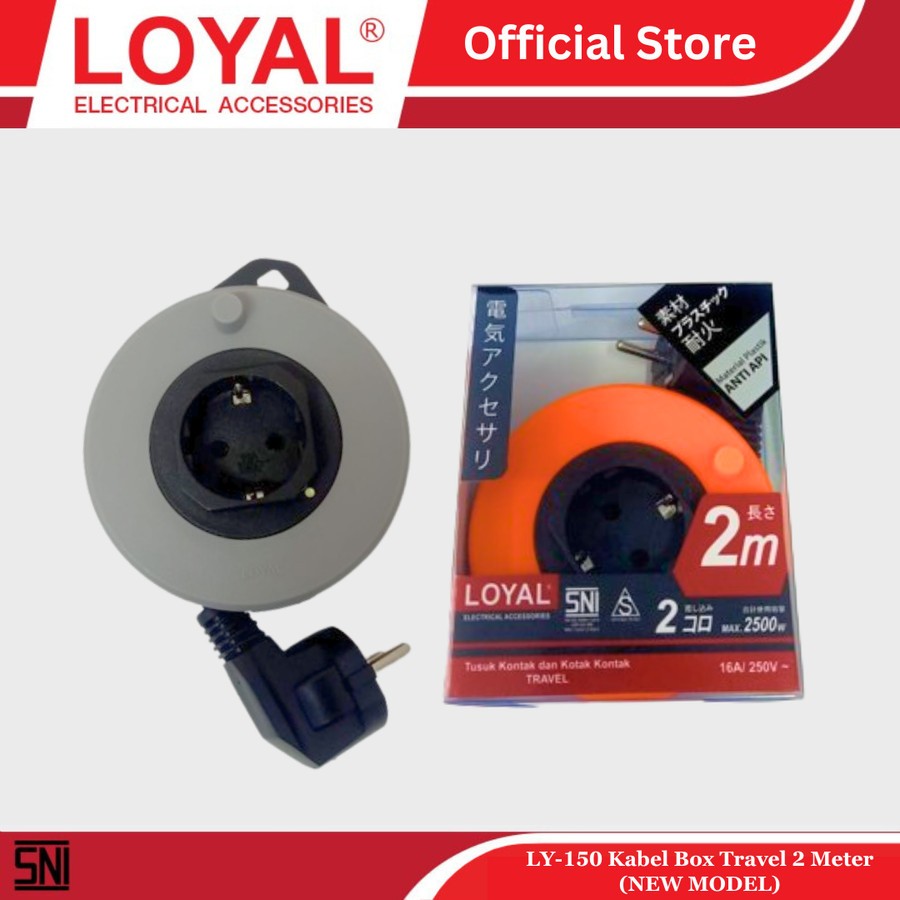 LOYAL LY-150 MINI KABEL ROL ROLL TRAVEL COLOKAN LISTRIK 1 LUBANG 2M