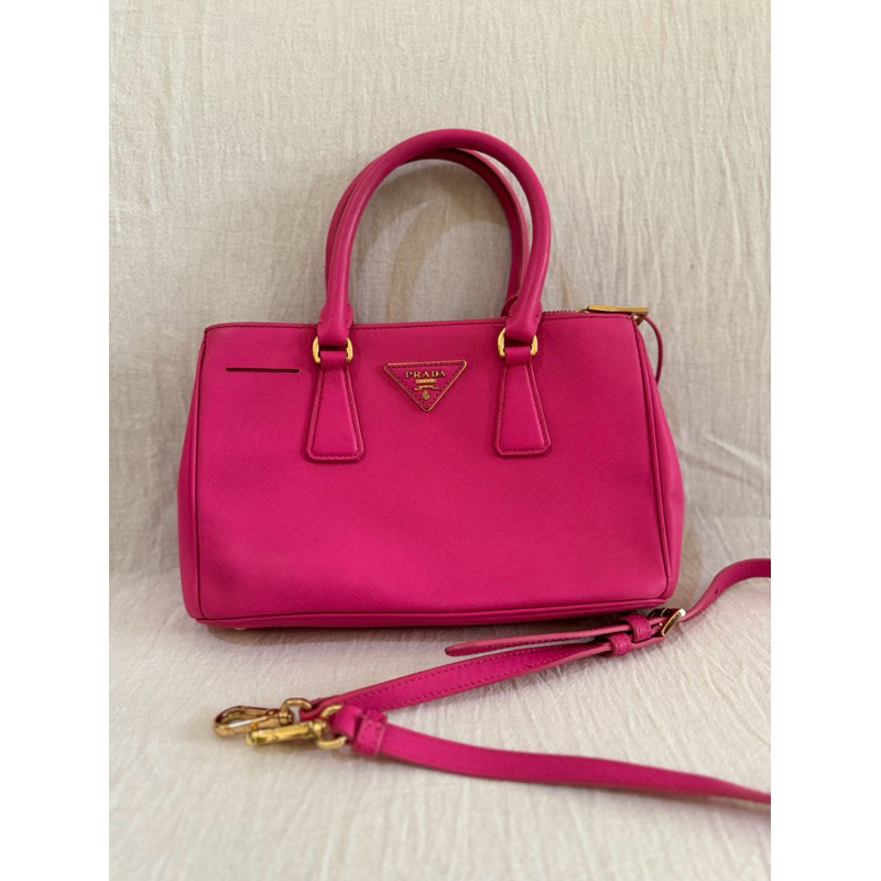 TAS PRADA* Pink Mini Saffiano Leather Galleria Preloved Bag