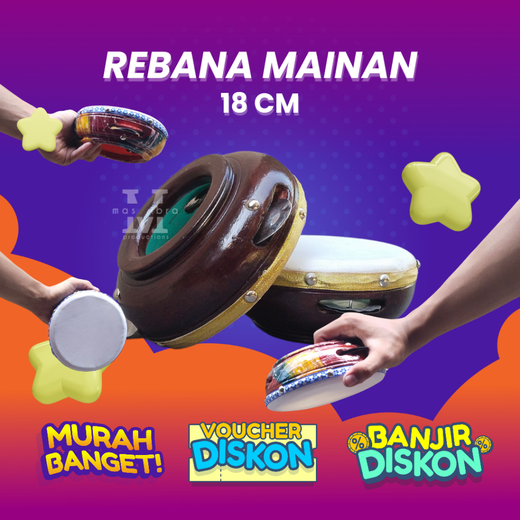 PALING MURAH Rebana Mainan Anak Ukuran 18 Cm Warna Coklat