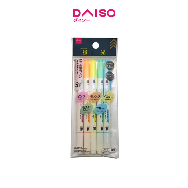 

Daiso Double Fluorescent Pen Water-based Ink - 5 pcs - Pastel Colors -