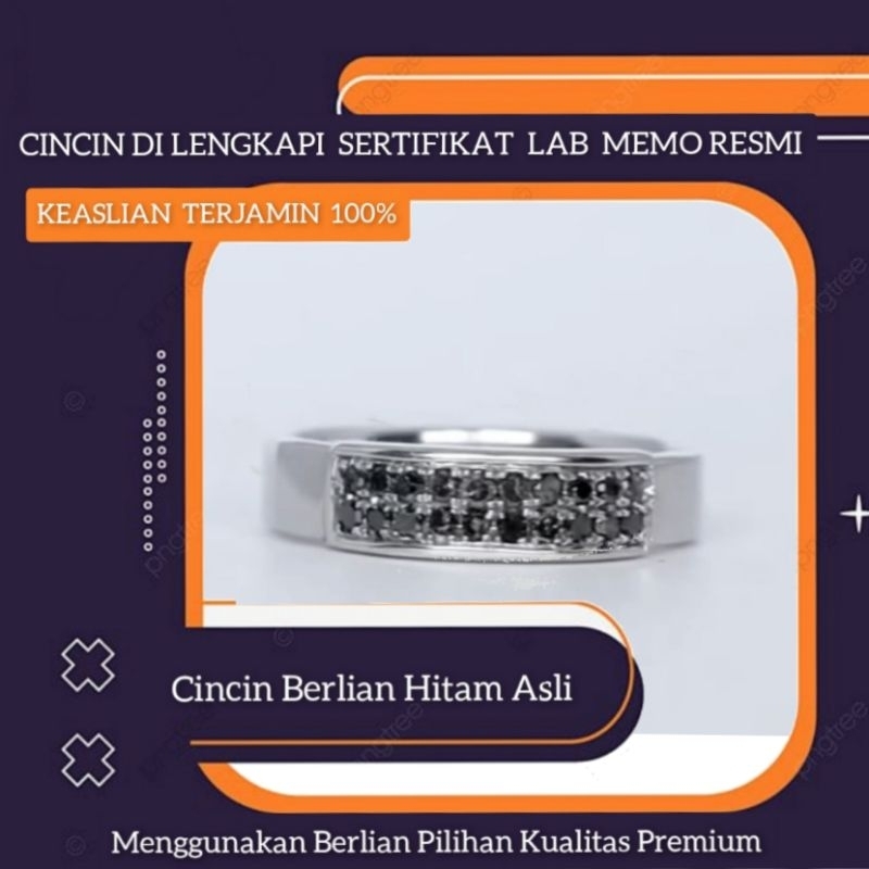 Cincin Berlian Hitam Wanita Asli ORIGINAL 100%