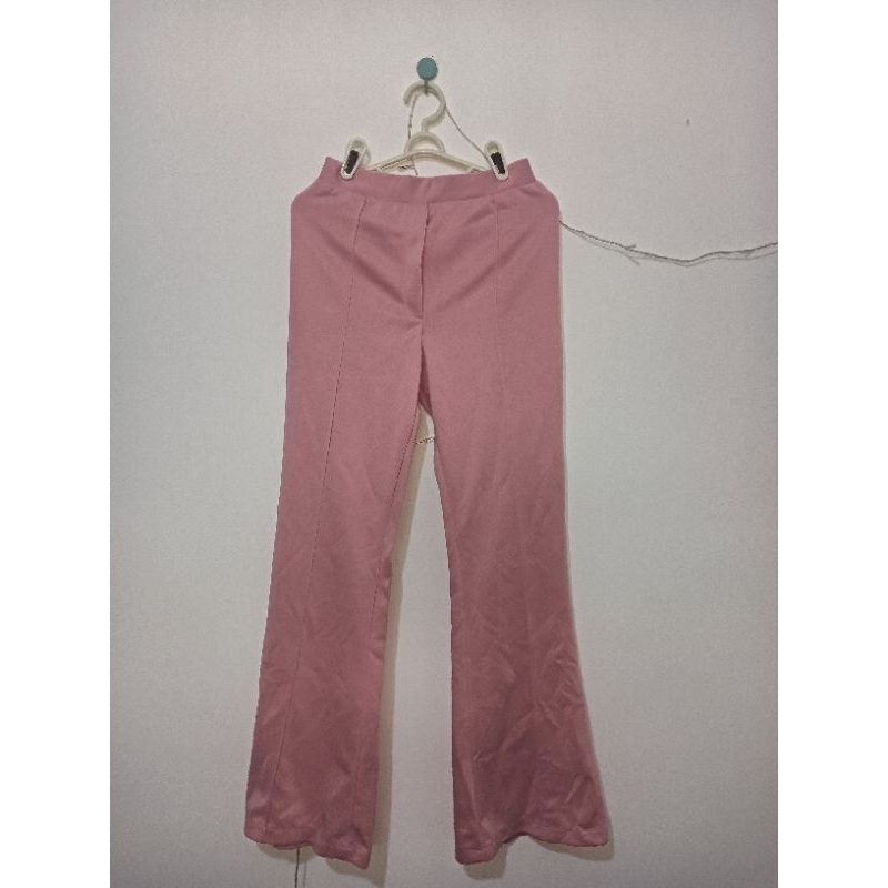 [Preloved] Celana Flare Scuba Pink y2k Style
