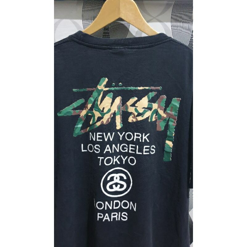 T-shirt Vintage stussy world tour camo tee Black