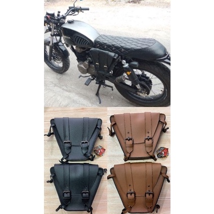 Modern tas samping kulit side bag cover box aki motor japstyle bratstyle chopper custom honda win un