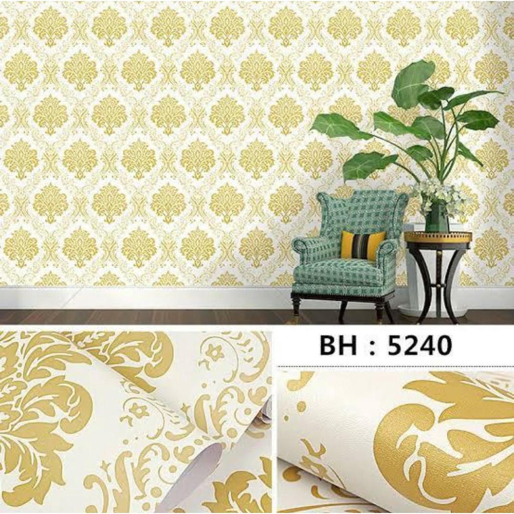 Wolpeper Dinding Anti Air Motif Batik GOld 45cm x 10m wallpaper stiker dinding murah meriah