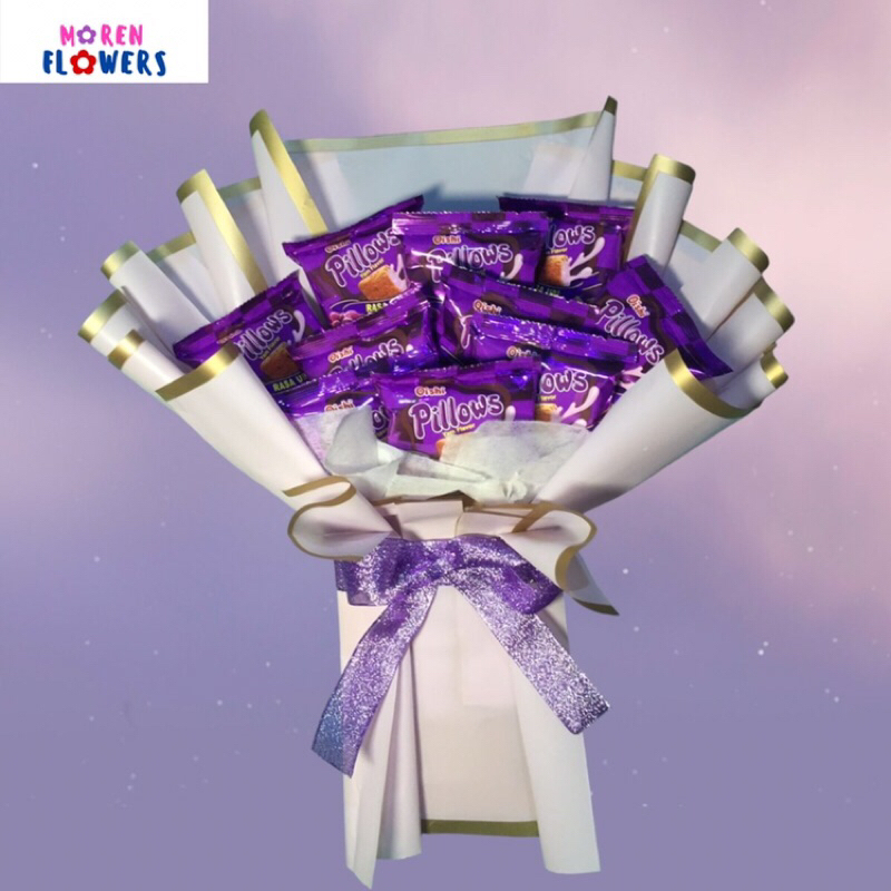 

Buket snack/Buket Pillows/Buket ungu/Buket Murah/Buket Sempro/Buket Sidang/Buket Wisuda