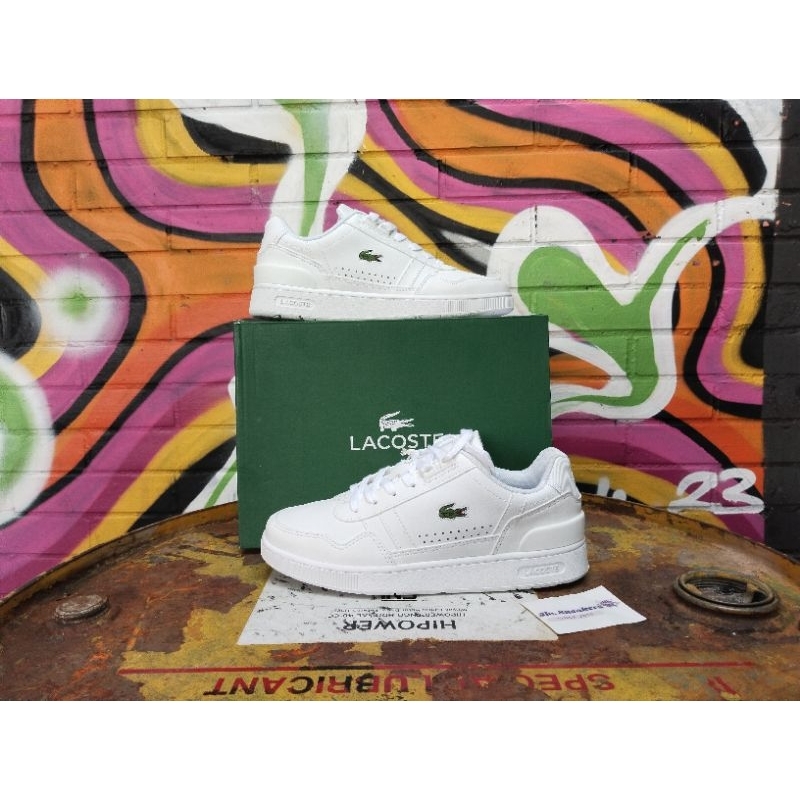 Sepatu Wanita Lacoste T-Clip Leather Trainer White Original