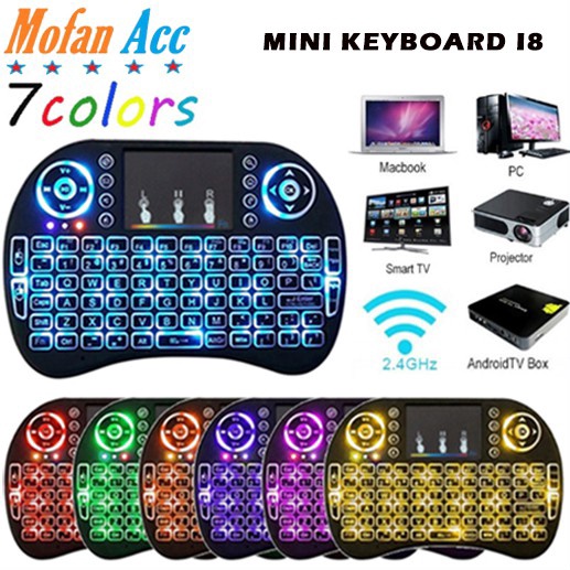 Ready Stok Mini Keyboard i8 Backlit Mouse Keypad Wireless Touchpad Nirkabel Tanpa Kabel Asus Acer Le