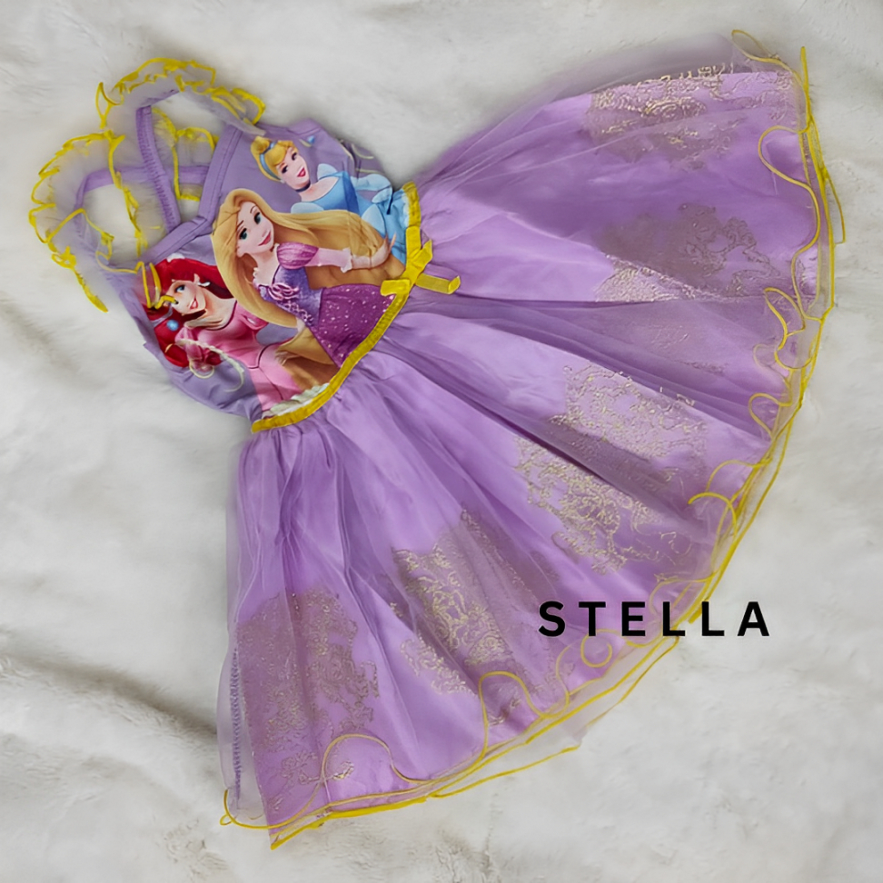 Dress anak perempuan Disney Princess / Ariel Rapunzel Cinderella untuk 9 tahun kebawah