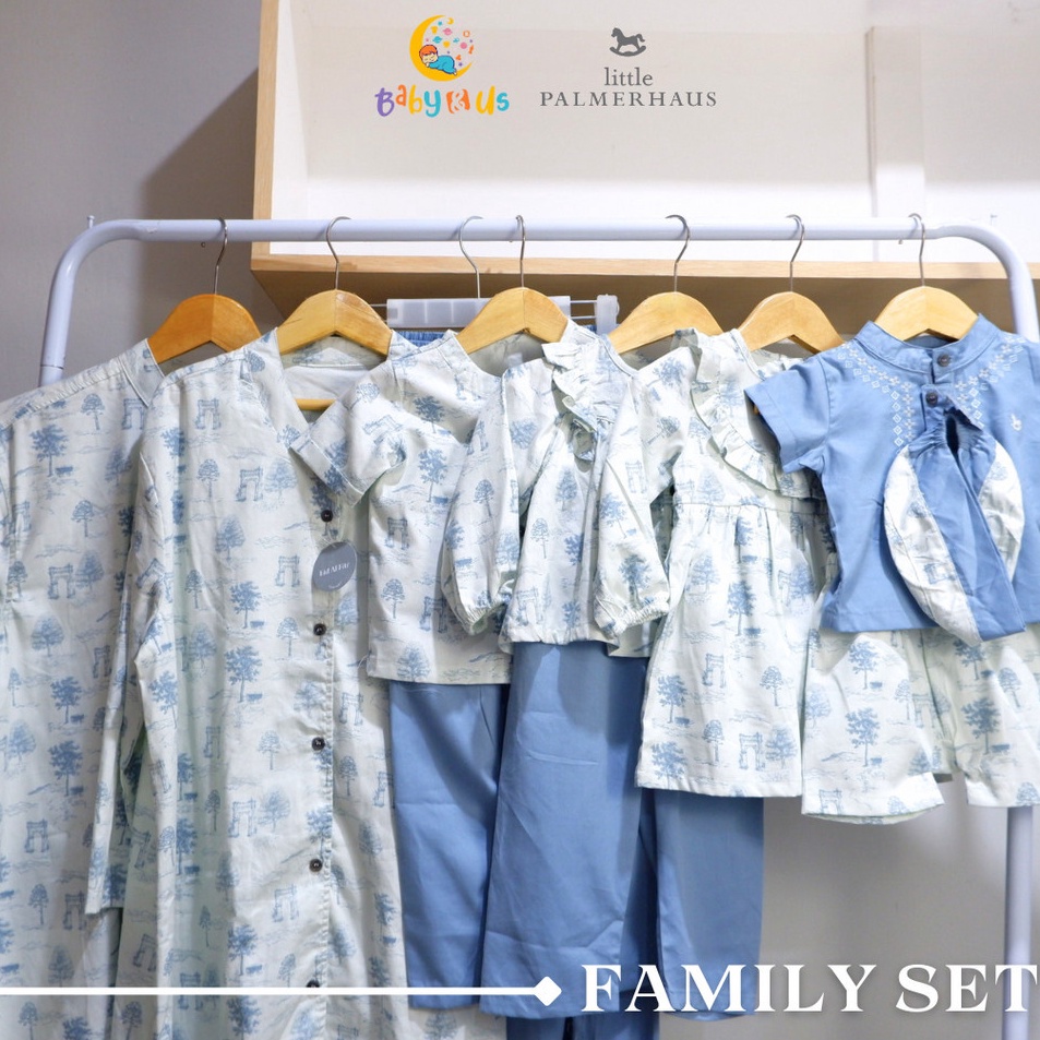 Murah Diskon  Little Palmerhaus  Sarimbit Keluarga Blue Oliver Biru  Baju Couple keluarga  Sarimbit 