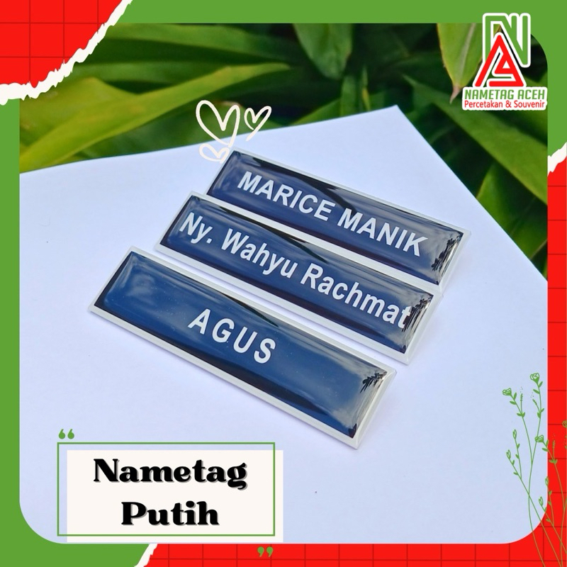 

NAMETAG PUTIH / Nama Dada Putih / Papan Nama Resin