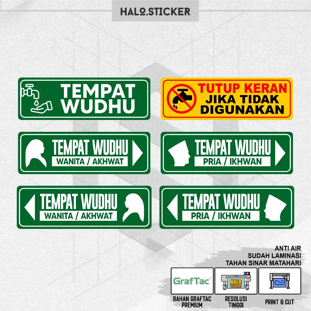 

Stiker Tempat Wudhu Kanan atau Kiri Pria atau Wanita Waterproof