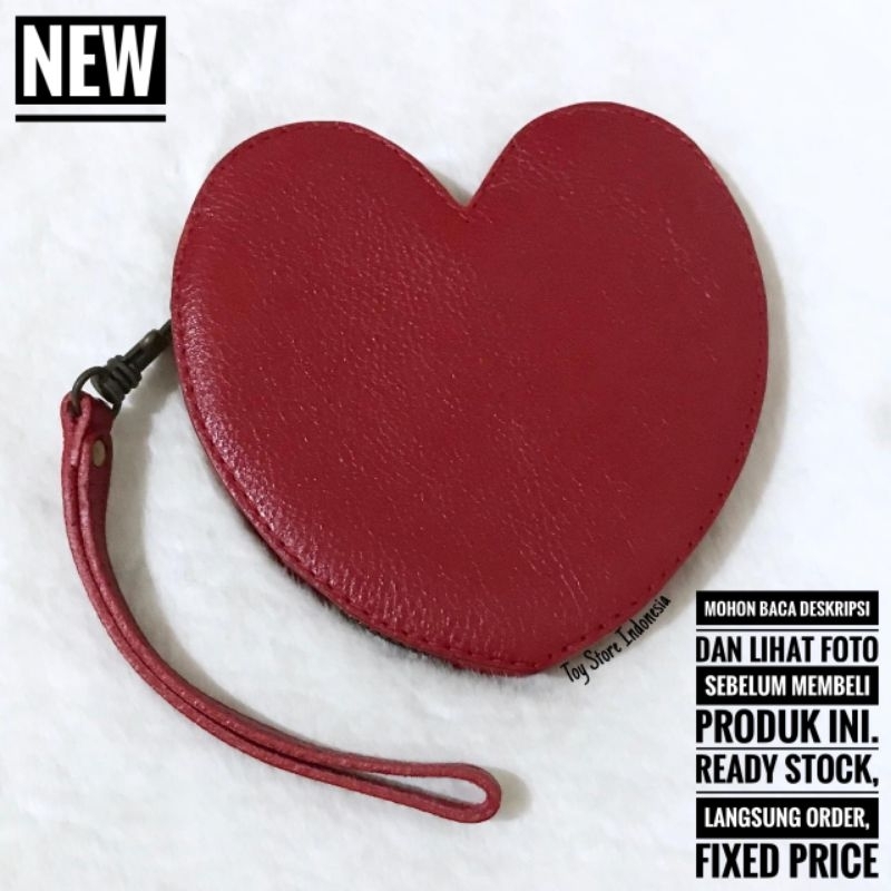NEW - MERAKI GOODS ARTERY BABY POUCH RED HEART SHAPED WALLET COIN CASE LEATHER DOMPET KOIN KULIT WRI