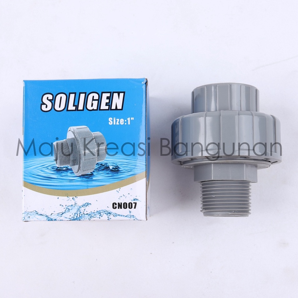 Watermur Drat Luar Soligen 1x1 CN7 7 Water Mur PVC Pompa Air Plastik Union Fitting 1 Inch Inci In