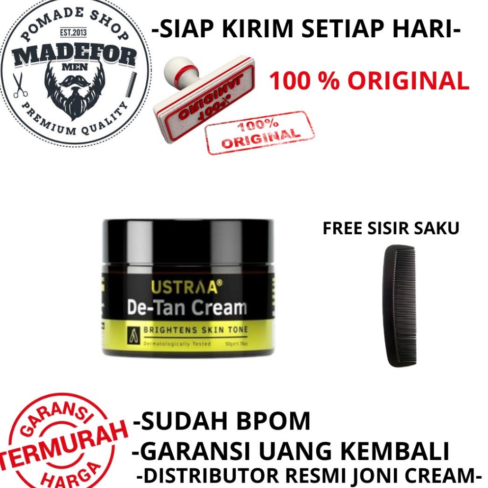 Hemat 5 USTRAA DETAN CREAM BRIGHTENING CREAM PENCERAH WAJAH PRIA Stock Terbatas