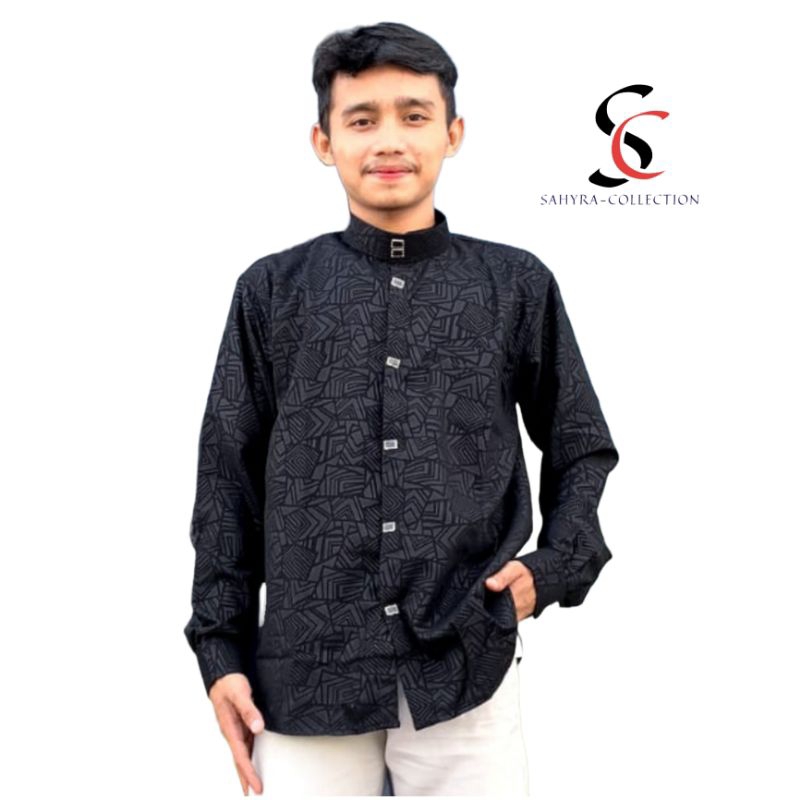 Baju Kemeja Koko Muslim Sultan Embos Wolfis Pria Dewasa Trendy