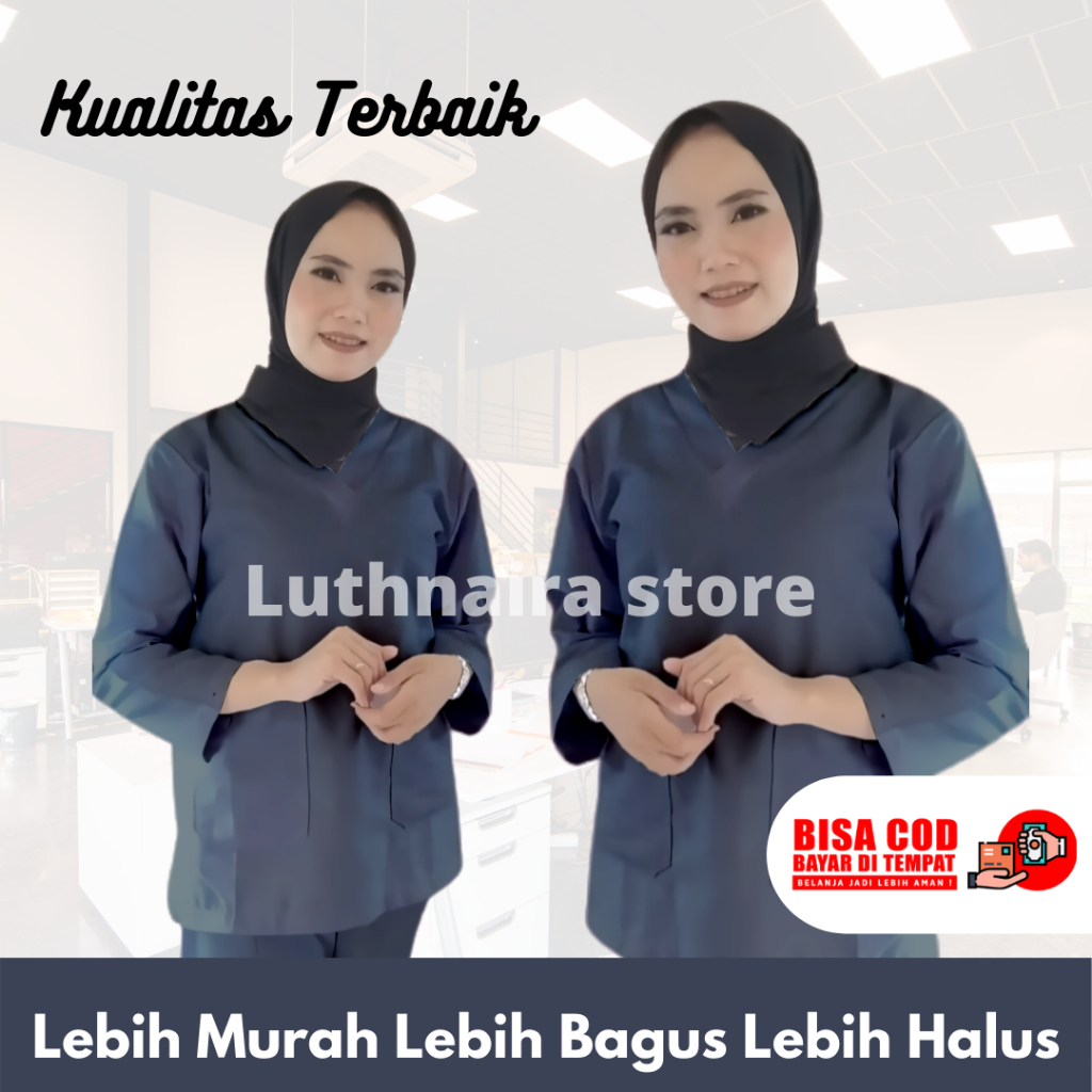 Baju oka lengan panjang  / Baju ok / baju scrub / baju jaga bahan american drill  size S M L XL COD