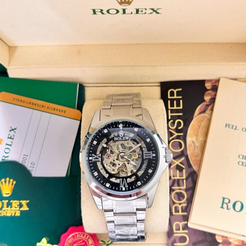 Bisa COD JAM TANGAN ROLEX PRIA AUTOMATIC STAINLESS STEEL (Full set Box dan Paperbag rolex)