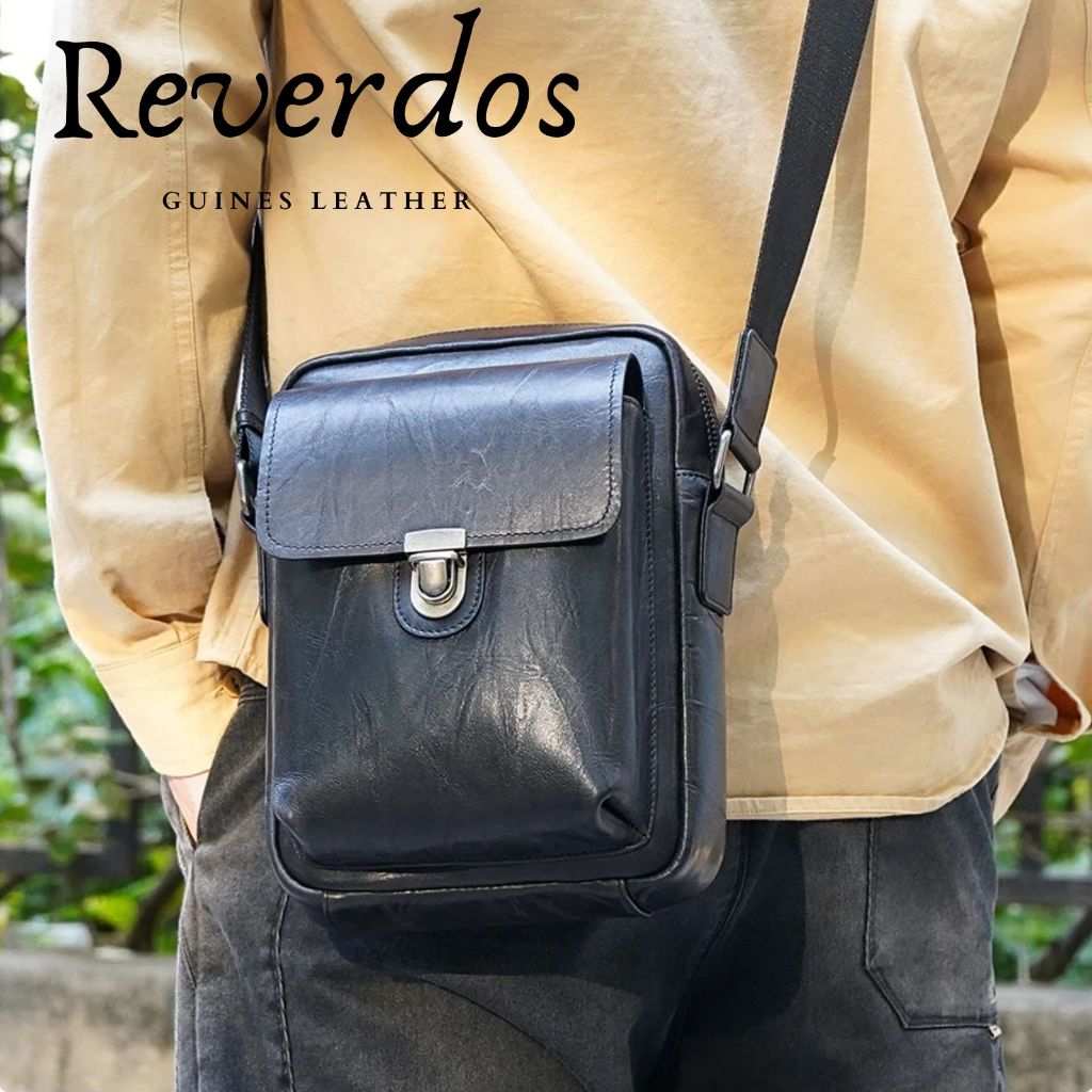 Tas Kurir Pria Hitam Kulit Asli - Tas Selempang Kecil Pria Kulit Asli