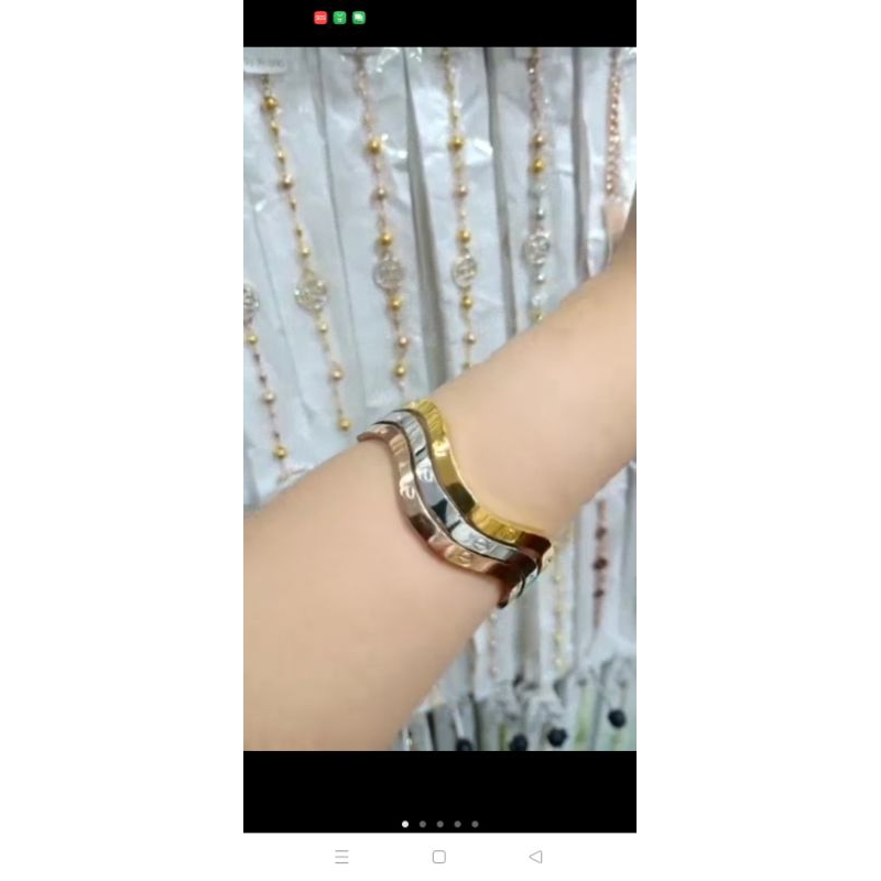 Gelang Gelombang Titanium Lapis Emas