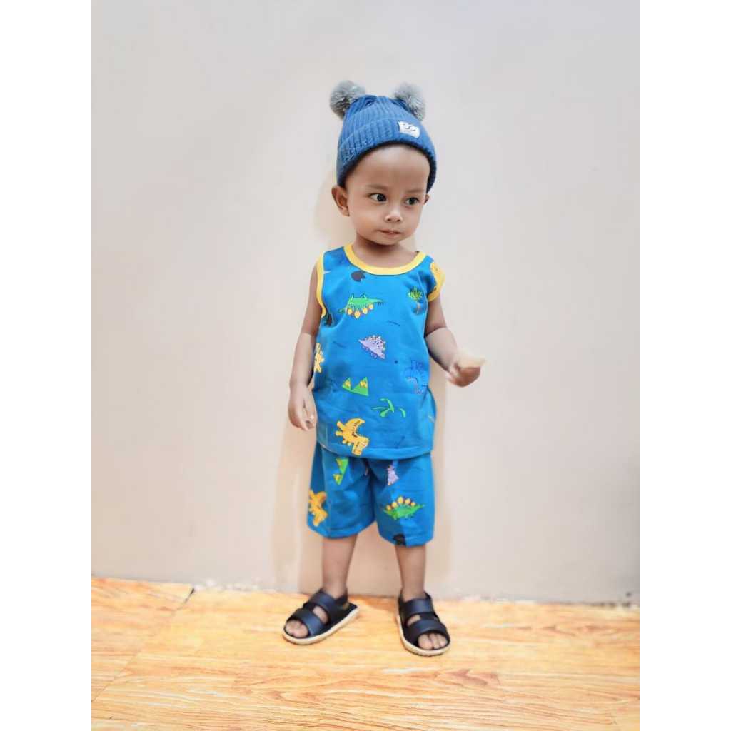Setelan Singlet Anak Laki - Laki Full Printing Bahan Katun Premium Brand Lokal Kelfi Fashion