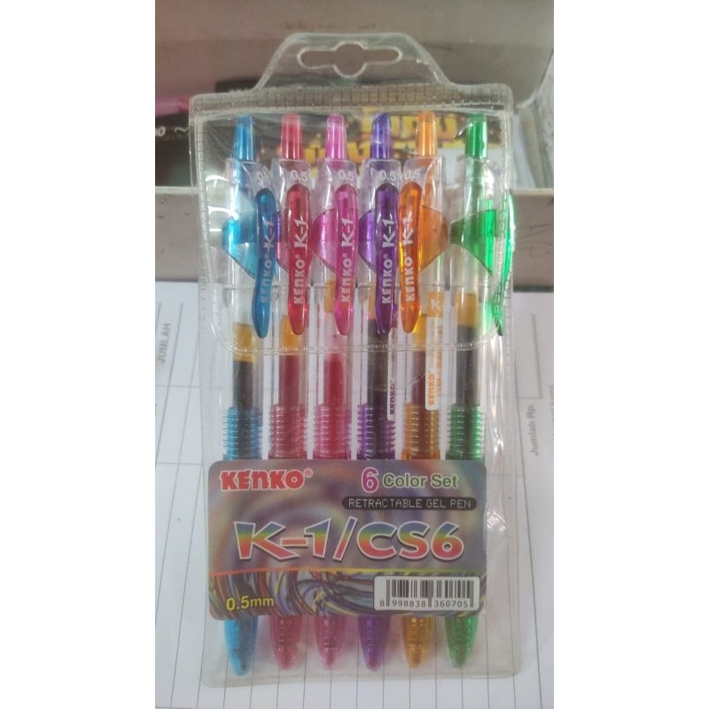 

Pulpen kenko K1 Gel 6 warna