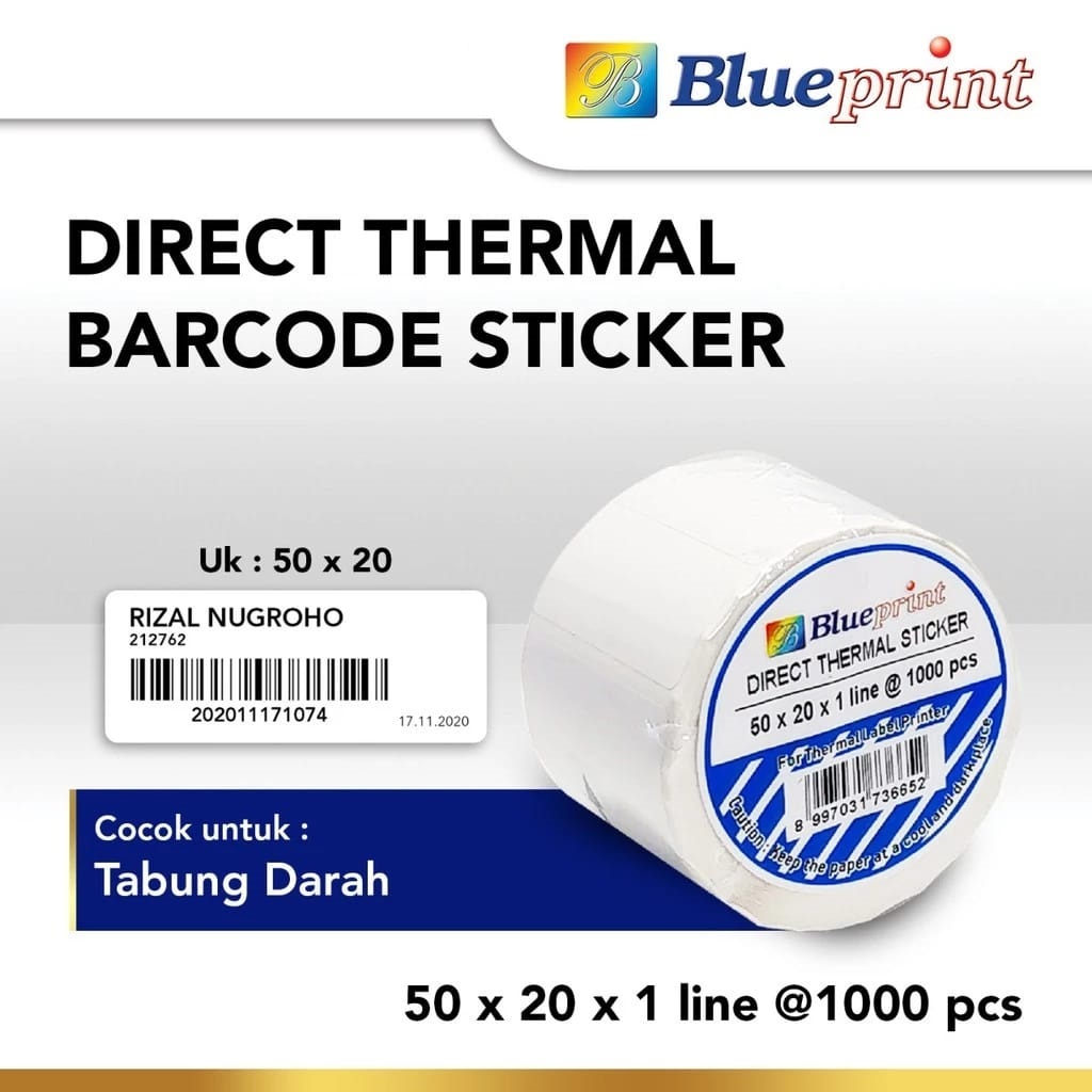 

Blueprint Direct Thermal Sticker Uk 50x20 1Line isi 1000pcs/Roll