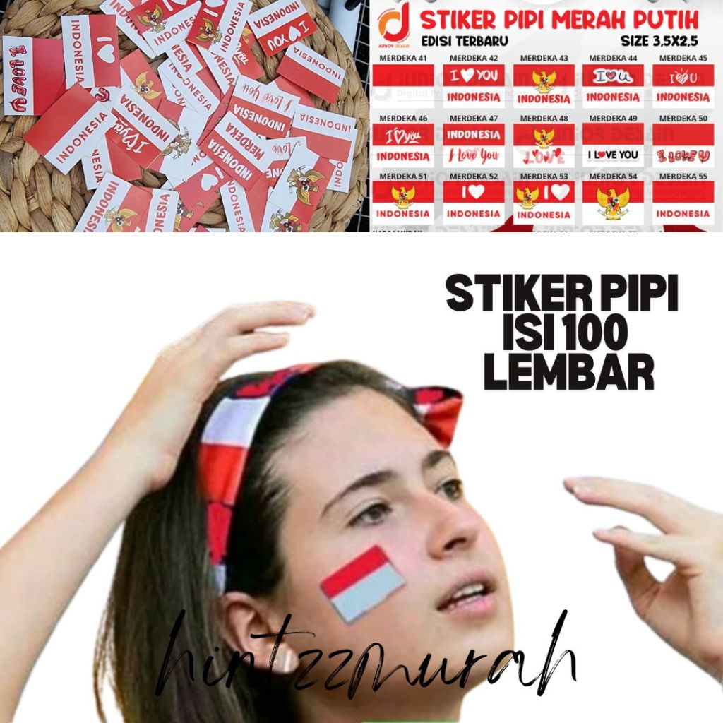 

[100 pcs] Tempelan Bendera Merah Putih Sticker Pipi HUT RI / Bendera Stiker Pipi MIX / Tempelan Pipi Bendera Acara Agustusan Pawai Kemerdekaan