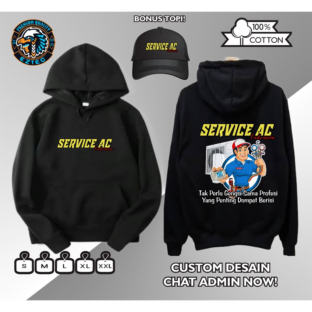 HOODIE JUMPER PROFESI SERVICE AC INDONESIA TAK PERLU GENGSI SAMA PROFESI YANG PENTING DOMPET BERISI 