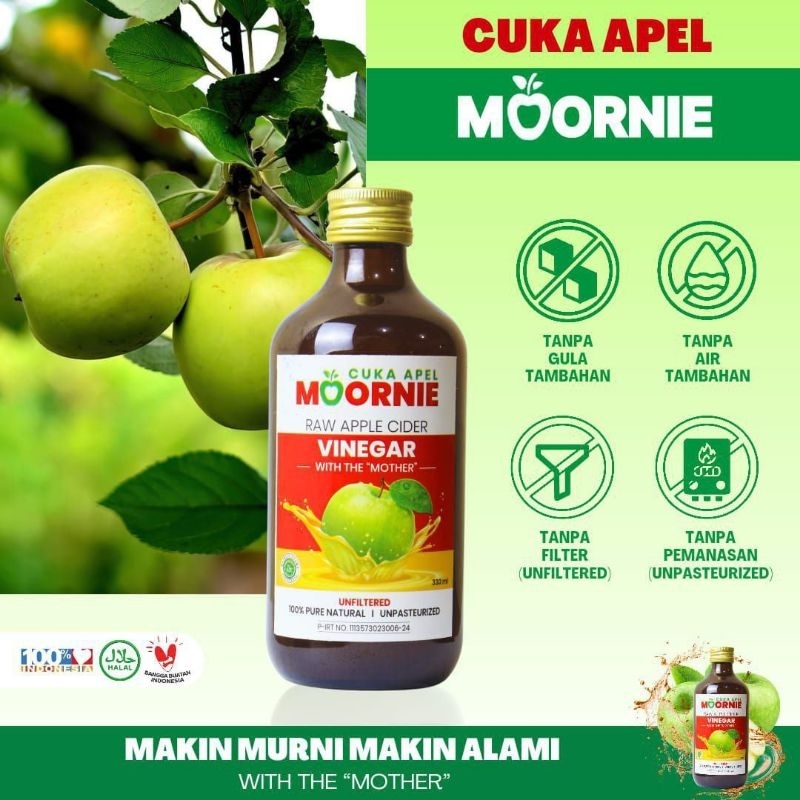

Cuka Apel Moornie Mornie Moorni Murni Morni Apple Organik Cider Vinegar 330ml