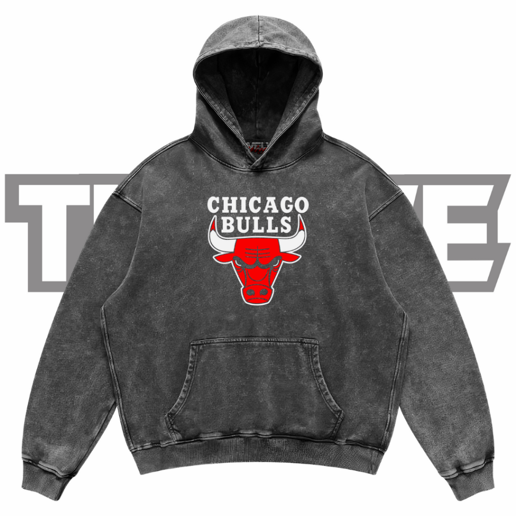 CHICAGO BULLS Stone Washed Oversize Hoodie | Jaket Hoodie | Hoodie Chicago Bulls | Hoodie Unisex