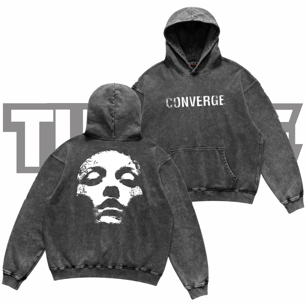 CONVERGE Oversize Washed Hoodie | Jaket Hoodie | Hoodie Converge | Hoodie Unisex | Hoodie Musik Meta