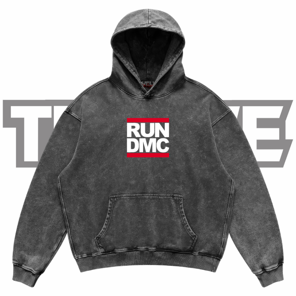 RUN DMC Oversize Washed Hoodie | Jaket Hoodie | Hoodie RUN DMC | Hoodie Unisex | Hoodie Musik Hip Ho