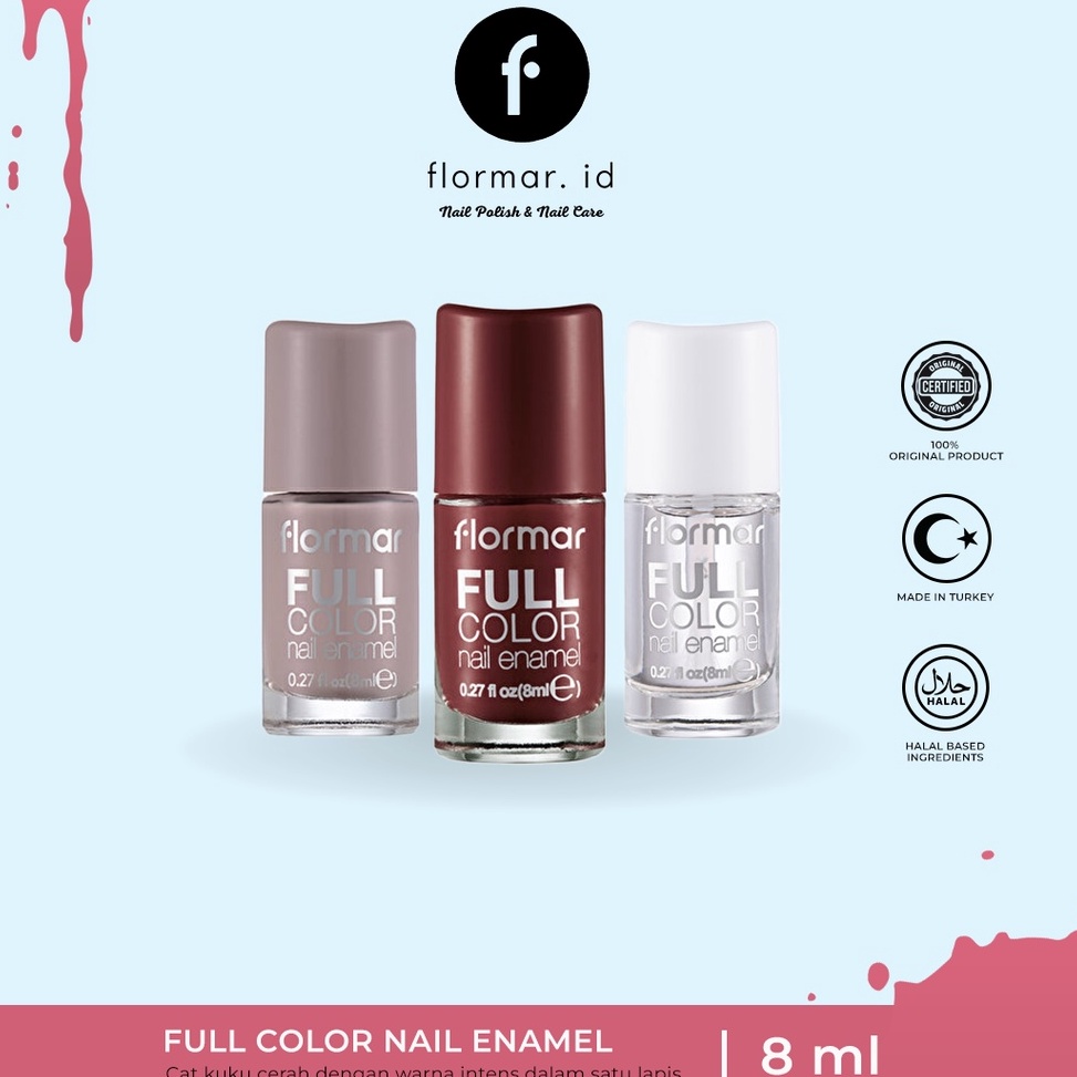 Dqw82 Kutek Flormar Full Color Nail Enamel FC62FC66FC11FC43FC6FC63FC72FC65FC36