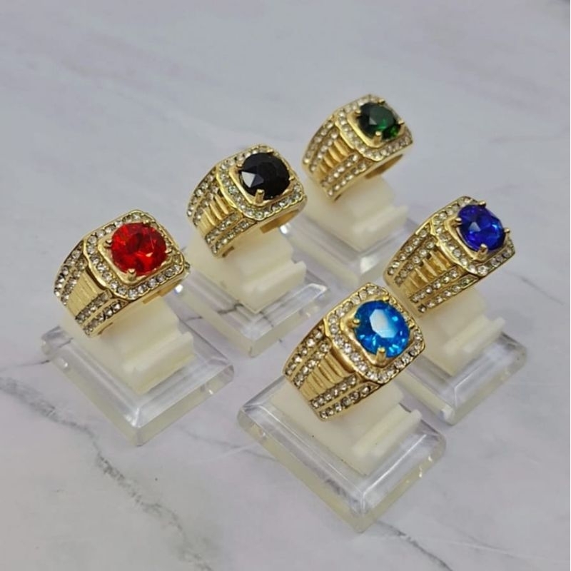 Cincin Batu Pria Titanium Full Permata Elegan mewah