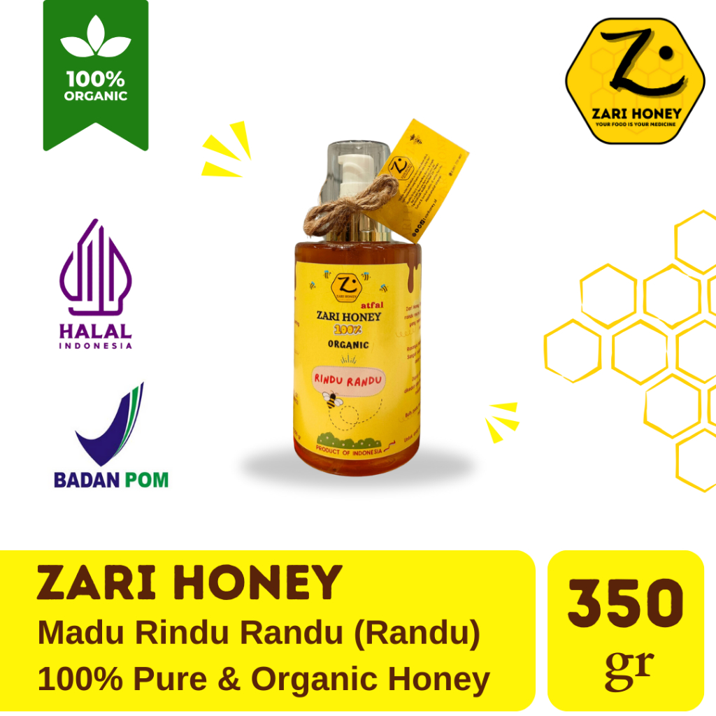 

Zari Honey Madu Rindu Randu 350gr (Randu) 100% Madu Organik