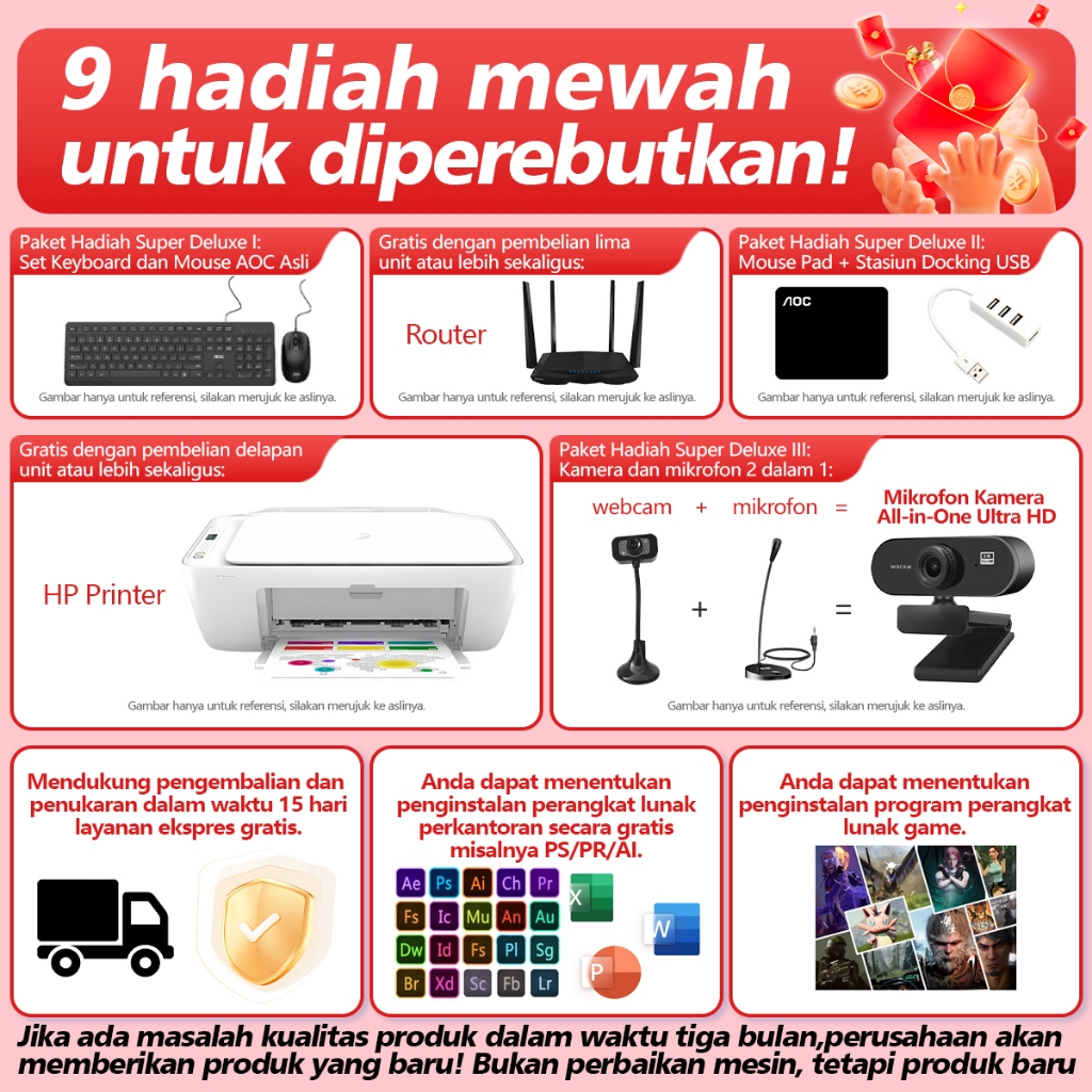 [layar sentuh]Komputer All in one PC gaming Core Intel i5/i7 16G SSD 512GB Desktop Layar sentuh lipat Monitor PC 27/24Inch AIO Computer WiFi/Bluetooth Windows10/11 Gratis Keyboard dan Mouse Dapat dipilih,Garansi 1 Tahun-1