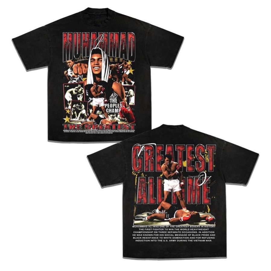 BAJU KAOS  MUHAMMAD ALI T-SHIRT OVERSIZE TSHIRT OVERSIZE  HITAM UNISEX COTTON ORIGINAL ZEEB
