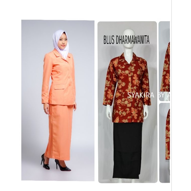 ART I43B Seragam blazer batik dharma wanita persatuan reguler dwp fit lengan panjang katun polyester premium