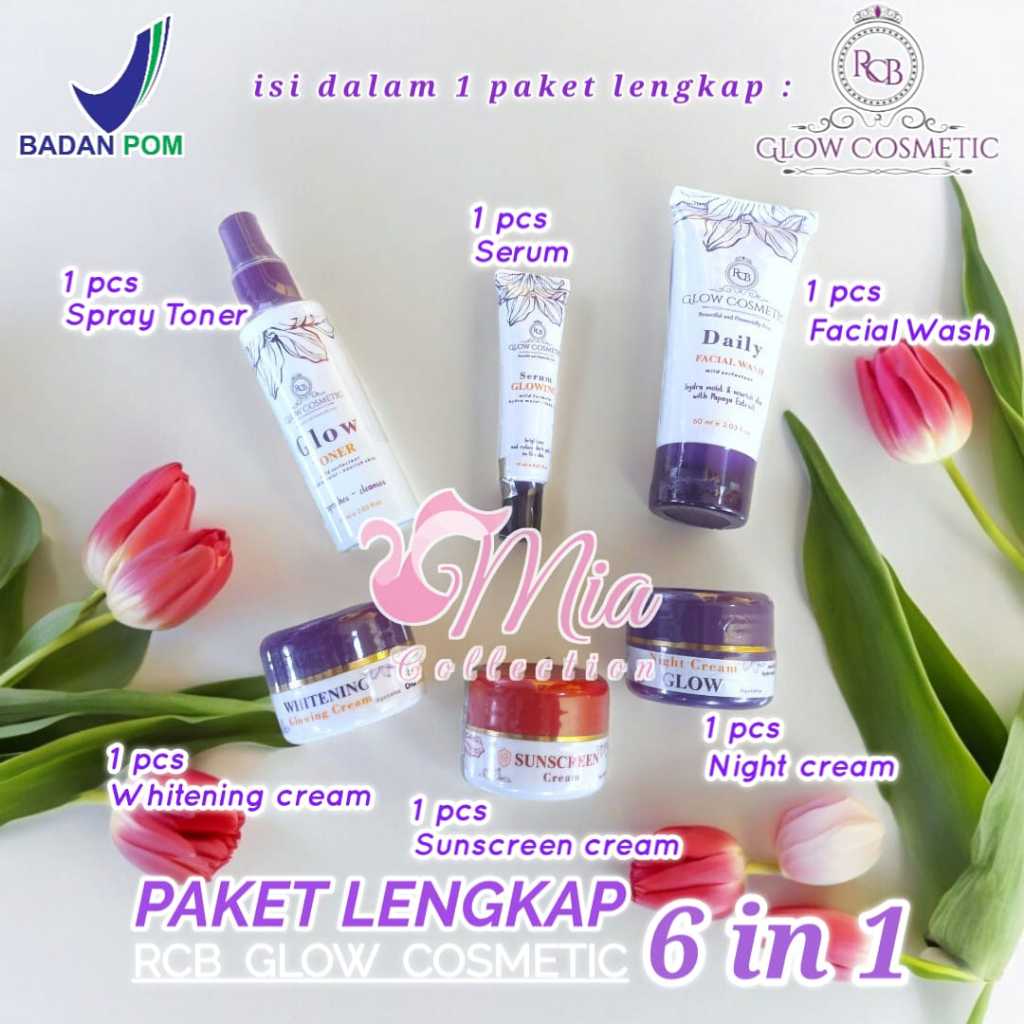 RCB glow cosmetik paket lengkap free giff cantik