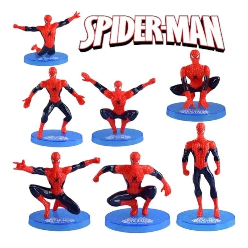 {YM} Dekorasi Kue Ulang Tahun Spiderman isi 7 pcs / Pajangan Kue Ulang Tahun Spiderman 1 Set Isi 7pc