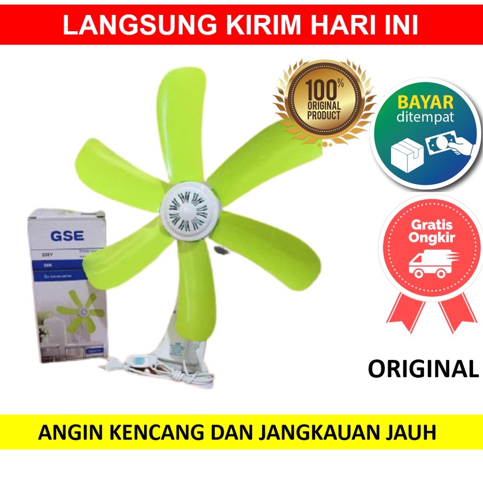 KODE F44G Kipas Angin Mini Lucu Listrik Jepit GSE 65 BESAR 6 Baling Fan Meja Jepitan Portabel