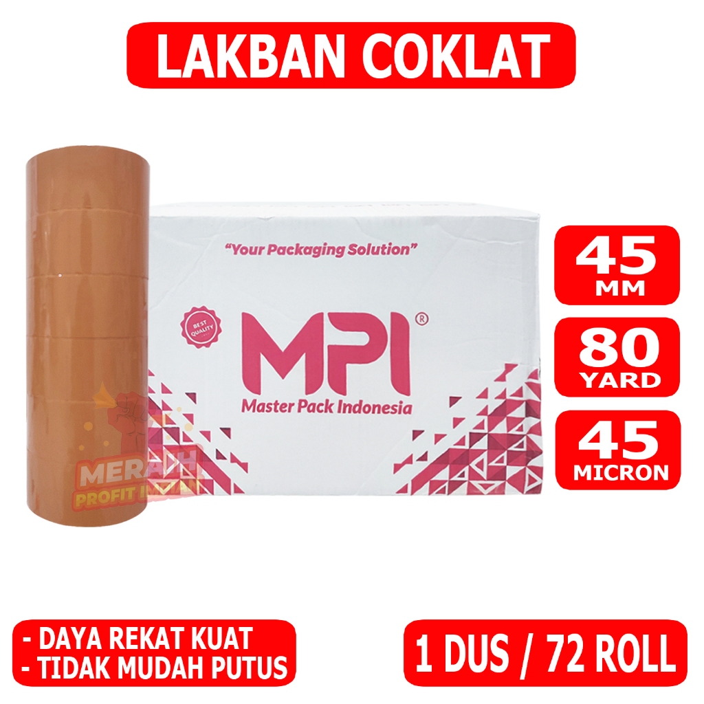 

1 DUS / 72 ROLL - Lakban Coklat 45 mm x 80 Yard - Lakban Packing - Lakban MPI
